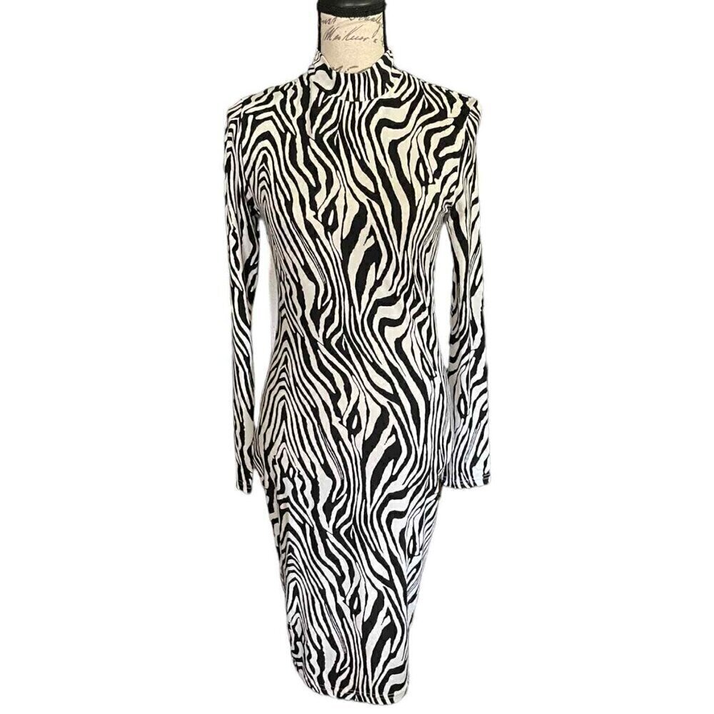 NWOT SXY SHEER  BEACH COVERUP BODYCON DRESS IN ZEBRA PRINT SIZE SMALL 4